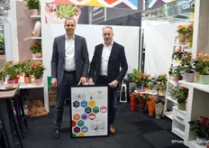 Marco v/d Goes and Marcel Hoogendoorn with Houwenplant. Customers want to know the 'footprint', and therefore the grower did two things: calculate the CO2 emissions per plant, and make plan how to reduce it. By 2030, they hope production is 'carbon neutral'.